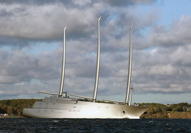 Amura,The revolutionary Nobiskrug Sailing Yacht A. was conceived by designer Philippe Starck .