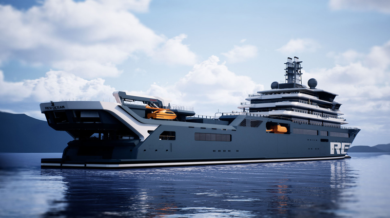 Amura,AmuraWorld,AmuraYachts, REV Ocean contará con espacio para transportar embarcaciones auxiliares, barcos de trabajo y zodiacs.