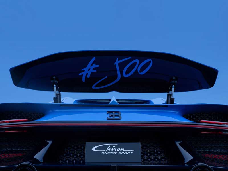 Amura,AmuraWorld,AmuraYachts, El último Bugatti Chiron lleva en el alerón trasero el número “#500”.