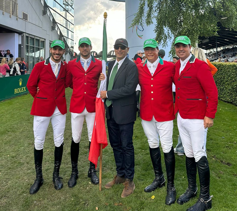 Amura,AmuraWorld,AmuraYachts, El equipo mexicano de salto: Nicolás Pizarro, Andrés Azcárraga, Federico Fernández y Eugenio Garza Pérez, ganador de la medalla de plata en la Copa de Naciones del Festival Ecuestre Mundial CHIO Aachen, Alemania.