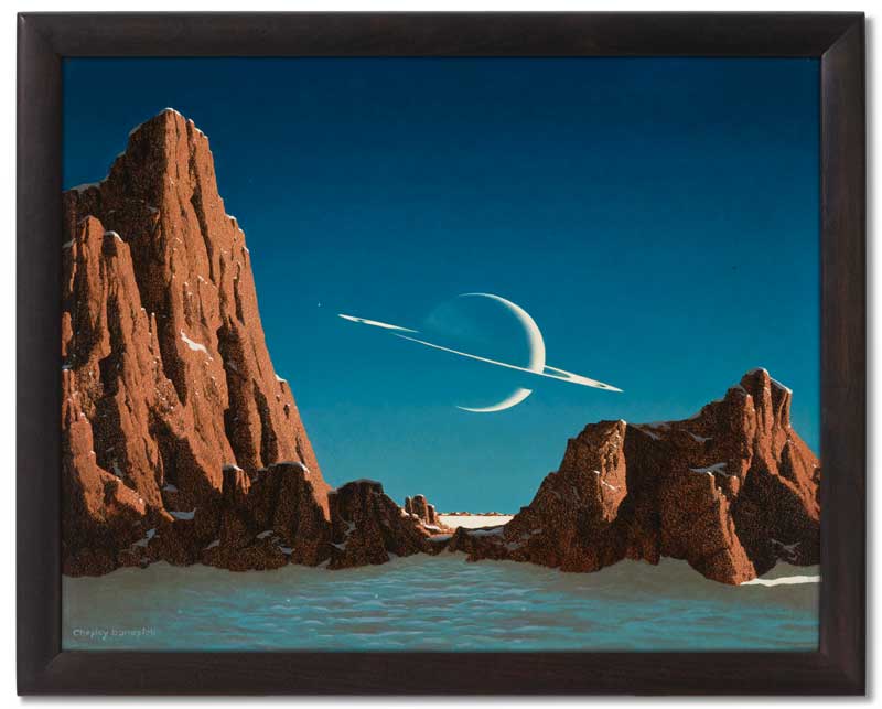 Amura,AmuraWorld,AmuraYachts, Chesley Bonestell (1888–1986), <em><i>Saturno visto desde Titán</i></em>, 1952.