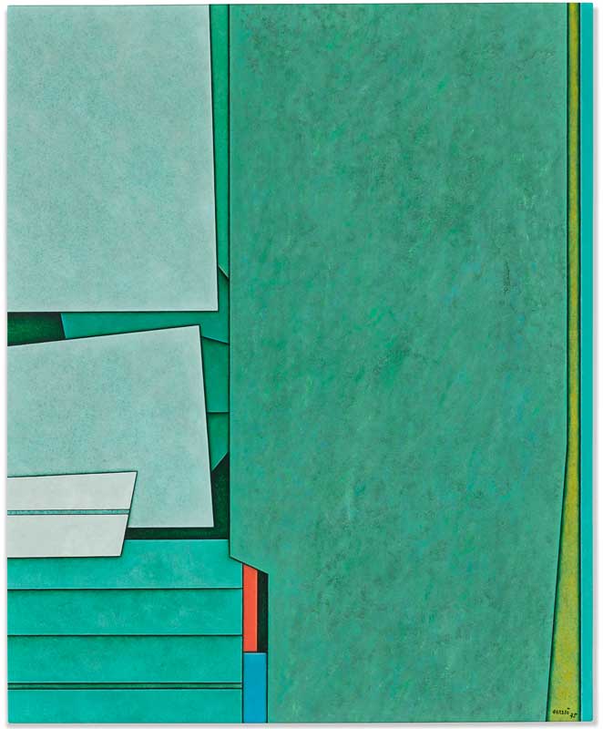 Amura,AmuraWorld,AmuraYachts, Gunther Gerzso, <em><i>Verde-azul-blanco-rojo,</i></em> 1975. Óleo sobre masonita.