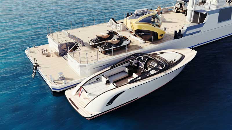 Amura,AmuraWorld,AmuraYachts, Dependiendo la finalidad de las misiones, puede elegirse la configuración del Yacht Supports del YS 53.