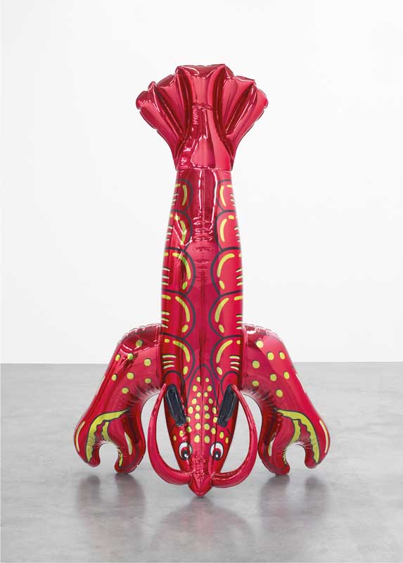 Amura,AmuraWorld,AmuraYachts, Jeff Koons, <em><i>Lobster (Langosta)</i></em>, 2007-12. Acero inoxidable pulido a espejo con revestimiento de color transparente. Esta obra es la tercera de una edición de tres más una prueba de artista. 147 x 47.9 x 94 cm. Vendida por 3’780,000 dólares en Christie's de Nueva York.