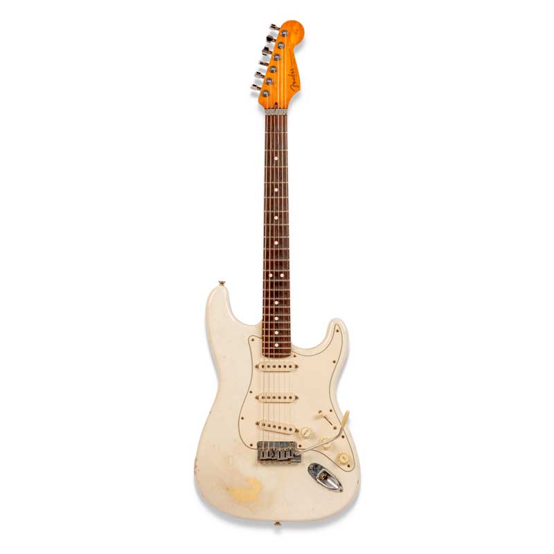 Amura,AmuraWorld,AmuraYachts, Fender Musical Instruments Corporation, Corona, California, 1990 y 1993. Guitarra eléctrica de cuerpo sólido, Custom Shop Stratocaster para Jeff Beck, de JW Black, conocida como 