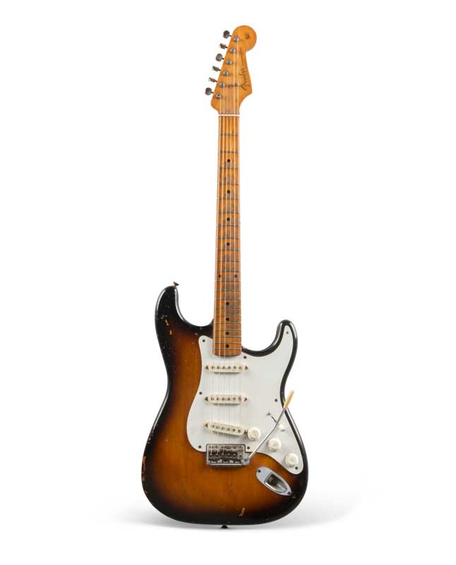 Amura,AmuraWorld,AmuraYachts, Fender Electric Instrument Company, Fullerton, California, 1954 y alrededor de 1958. Guitarra eléctrica de cuerpo sólido de material compuesto, Stratocaster.