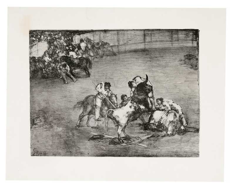 Amura,AmuraWorld,AmuraYachts, Francisco de Goya y Lucientes (1746-1828), <em><i>Picador atrapado por un toro (Bravo Toro), de: Los toros de Burdeos</i></em>.