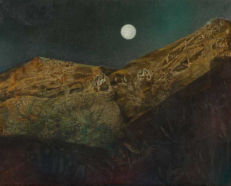Amura,AmuraWorld,AmuraYachts, Max Ernst (1891-1976), <em><i>Noche Clara</i></em>, circa 1943. Óleo, decalcomanía, <em><i>grattage</i></em> y <em><i>spritztechnik</i></em> sobre papel, aplicado sobre lienzo. 65.2 x 81 cm.