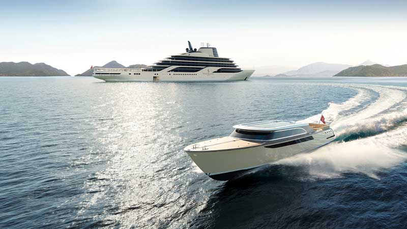 Amura,AmuraWorld,AmuraYachts, <em>Grand Touring</em> <em>Experience</em> ofrece una forma sofisticada de explorar la costa a bordo de un Limo Tender.