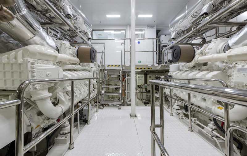 Amura,AmuraWorld,AmuraYachts, El yate <em>Steel 62</em> de Sanlorenzo está equipado con dos motores mtu de la serie 4000 de 12 cilindros. (Foto: sala de máquinas del <em>Steel 62</em>).