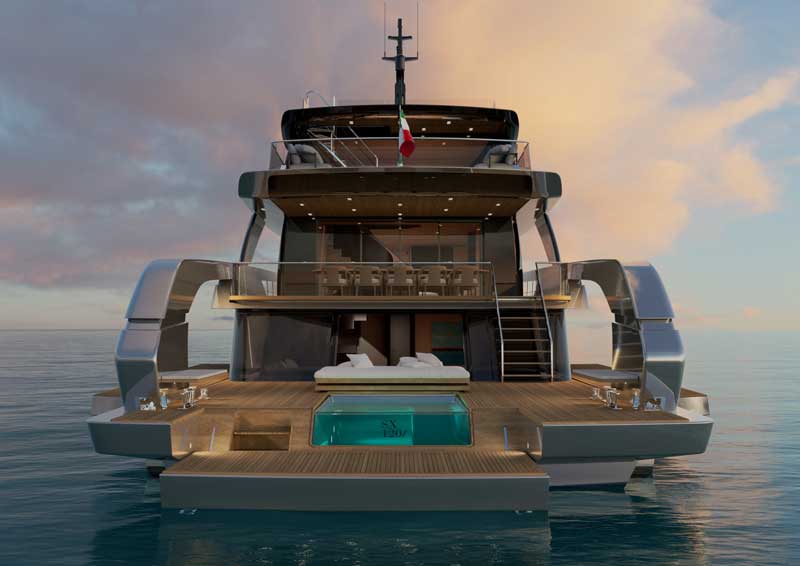 Amura,AmuraWorld,AmuraYachts, Con 37 metros de eslora, el SX120 es el yate más grande de la gama crossover de Sanlorenzo.
