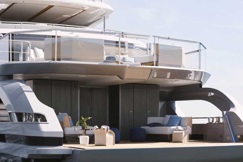 Amura,AmuraWorld,AmuraYachts, El área del solárium de Grande Trideck de Azimut.