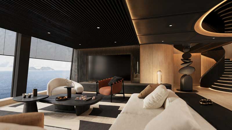 Amura,AmuraWorld,AmuraYachts, Los interiores del Explorer de 65 m del Sunreef.
