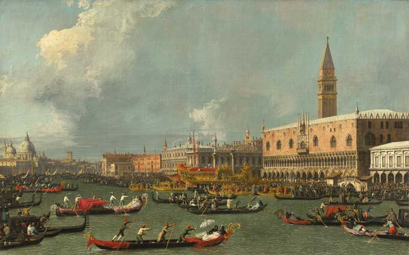 Amura,AmuraWorld,AmuraYachts, Canaletto, <em><i>Venecia, el regreso del Bucintoro el día de la Ascensión</i></em>. Óleo sobre lienzo. 86×138.1 cm.