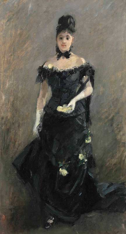 Amura,AmuraWorld,AmuraYachts, Berthe Morisot (1841-1895), <em><i>Femme en noir</i></em> o <em><i>Avant le théâtre</i></em>, 1875. Óleo sobre lienzo. 57.3×30.7 cm.