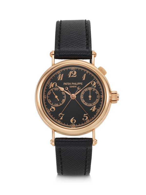 Amura,AmuraWorld,AmuraYachts, Reloj de pulsera cronógrafo monopulsador de fracciones de segundo, edición limitada, de oro rosa de 18 quilates, sumamente raro y atractivo, con esfera negra y números Breguet. Modelo cronógrafo monopulsador de fracciones de segundo, 2016.