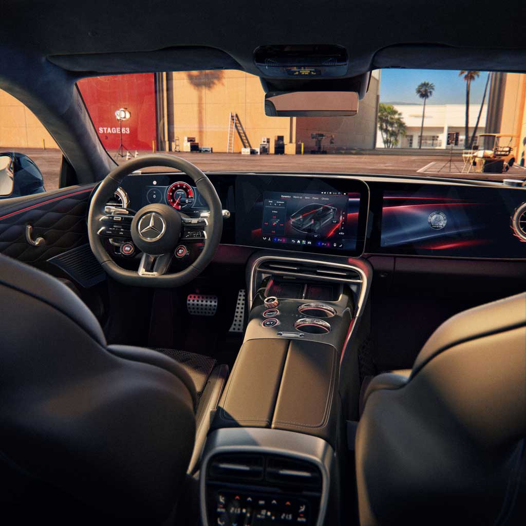 Amura,AmuraWorld,AmuraYachts, El interior del Mercedes-AMG GT 53 Coupé de 4 puertas fue creado pensando en el manejo deportivo.