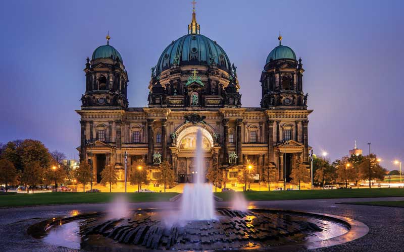 Berlin Cathedral or Berliner Dom, where you can visit the Hohenzollern crypt. 