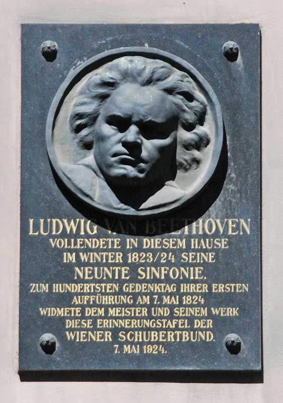 Beethoven commemorating plaque in Vienna.
