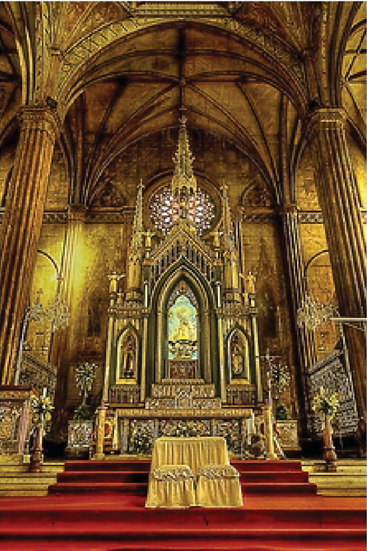 Interior de la Basílica de San Sebastián, también conocida como “la iglesia de acero”.
