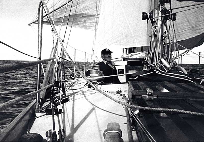 Sir Francis Chichester  onboard  'Gipsy Moth IV. 