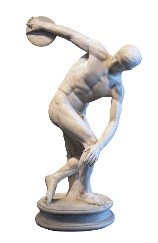 Estatua Discóbolo en mármol.