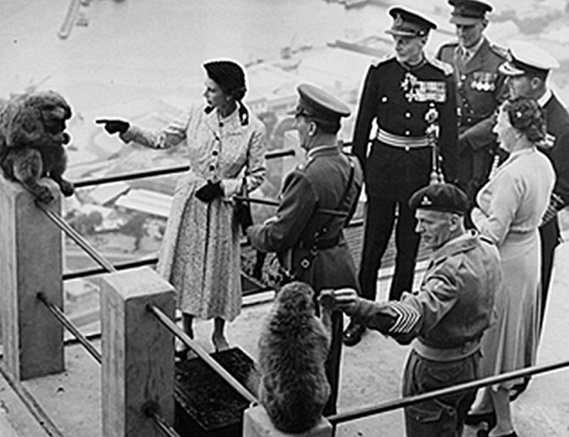 Queen Elizabeth II of England and Prince Philip during their visit to the Rock in 1954.
