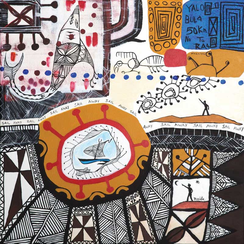 “Lapita Journey” de Rusiate Lali. El linaje del artista está conectado con el pueblo Lapita.
