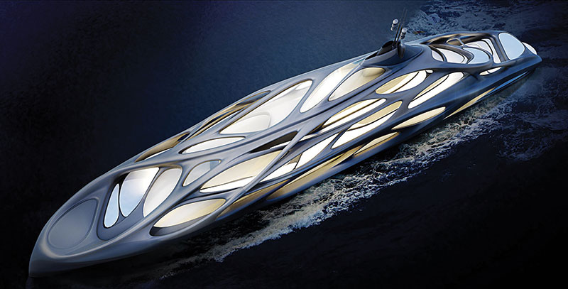 Amura,Zaha Hadid y Blohm+Voss diseñaron el yate de 90 m The Unique Circle Yachts Jazz. 