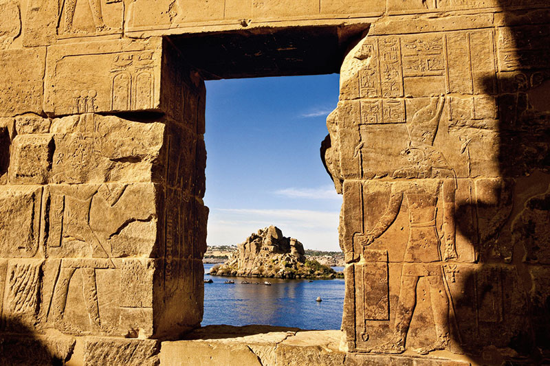 Amura,View of the Nile River from the Philae Temple in Aswan, Egypt.